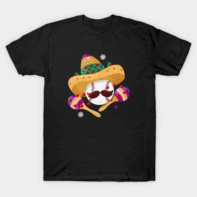 Cinco De Mayo - Baseball Mexican Sombrero T-Shirt by WildFoxFarmCo